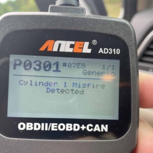 Car obd2 scanner showing misfire on cylinder one.