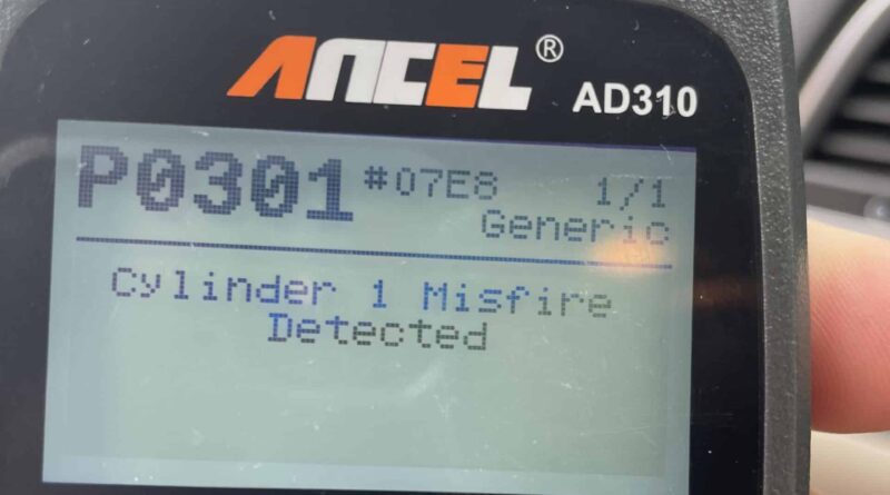 Car obd2 scanner showing misfire on cylinder one.